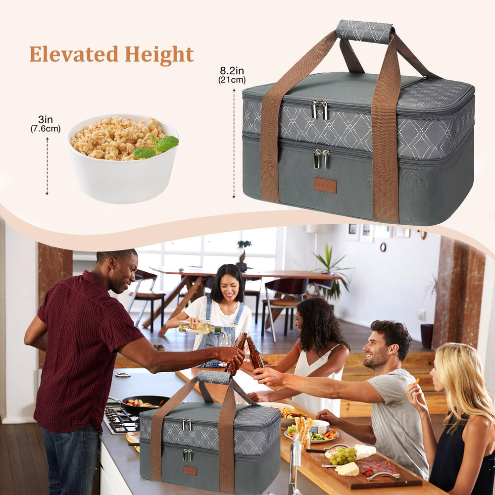 Vuudh sac placé à côté d’une assiette pour comparaison d’échelle et capacité visible