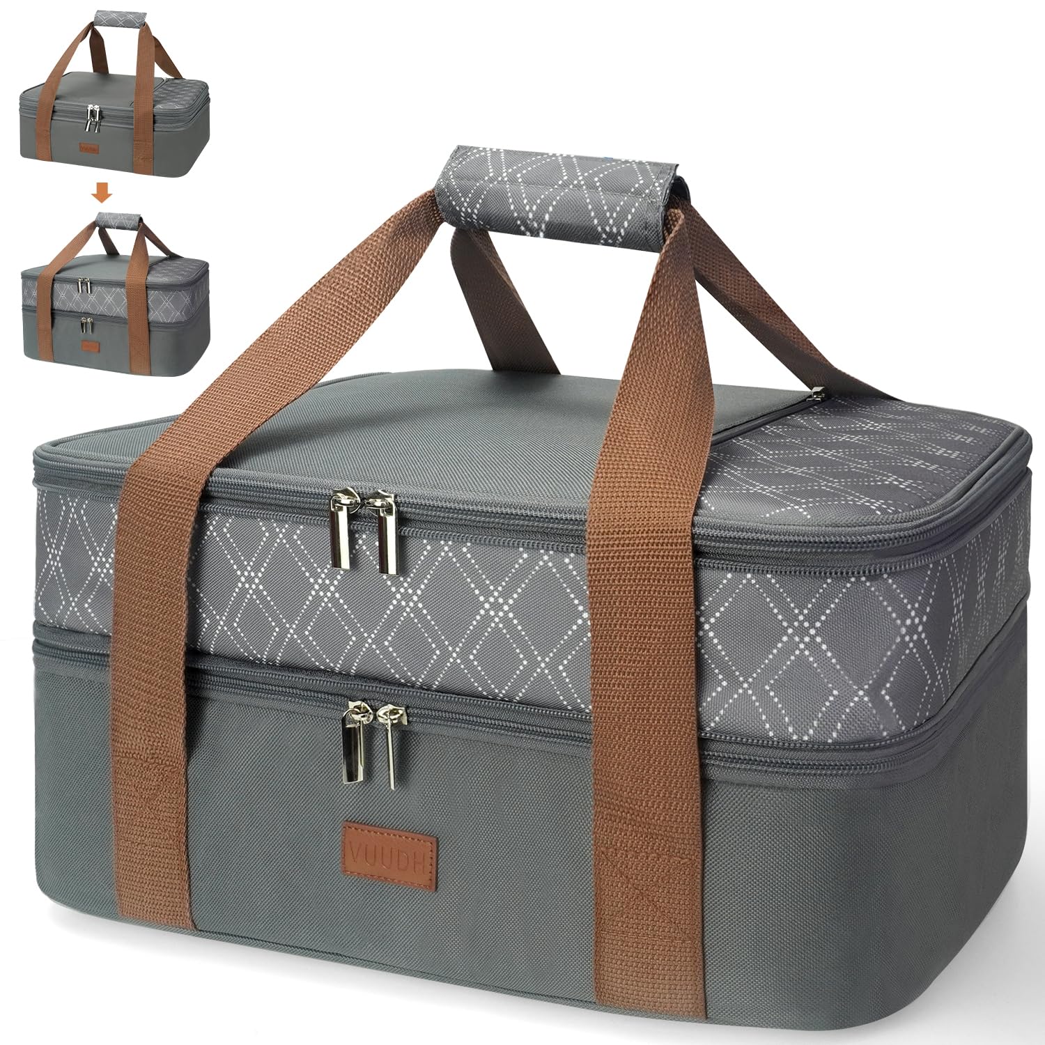 Vuudh sac casserole vue avant montrant design et fermeture pour transport sécurisé