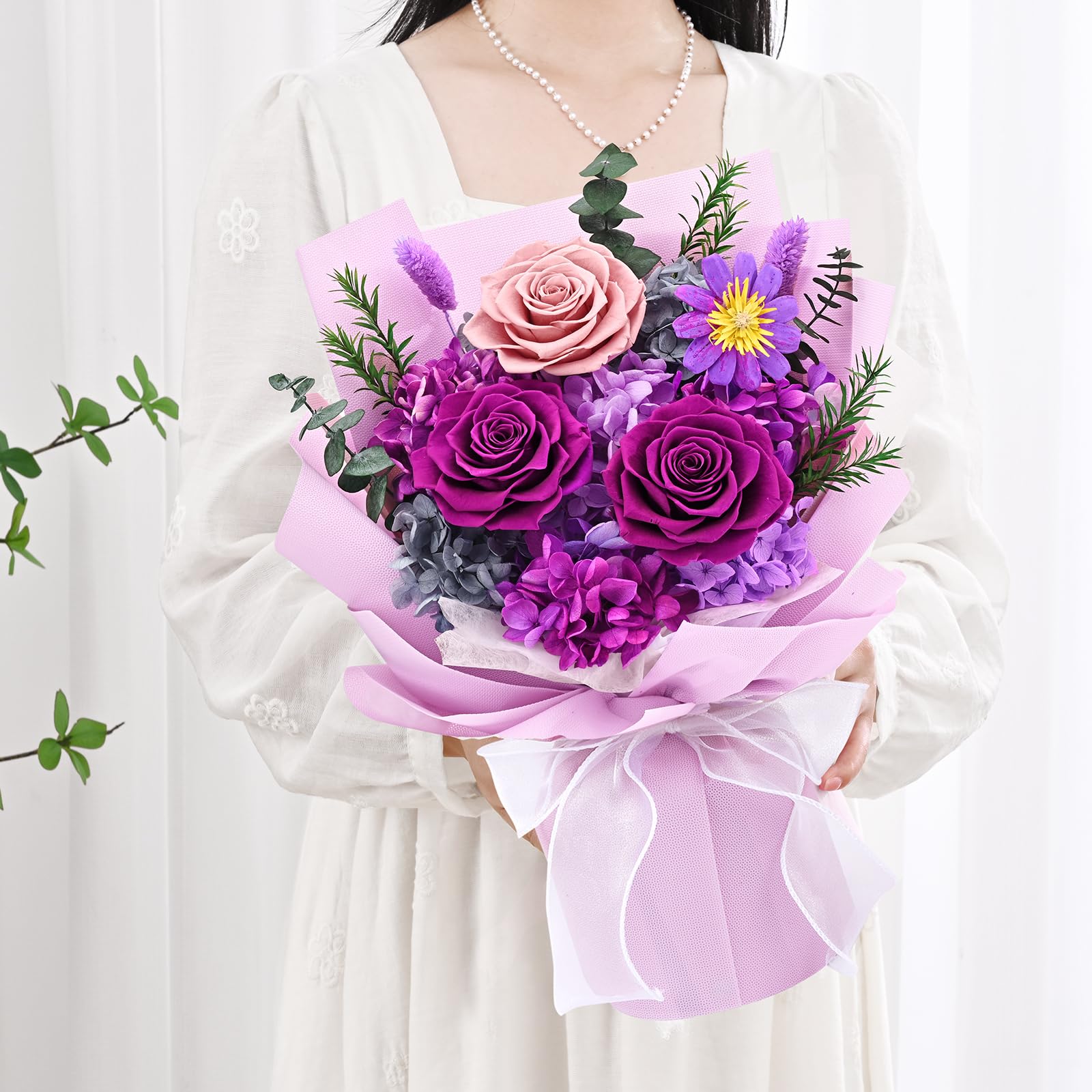 Waipfaru bouquet de fleurs préservées vu de face pour une décoration immédiate