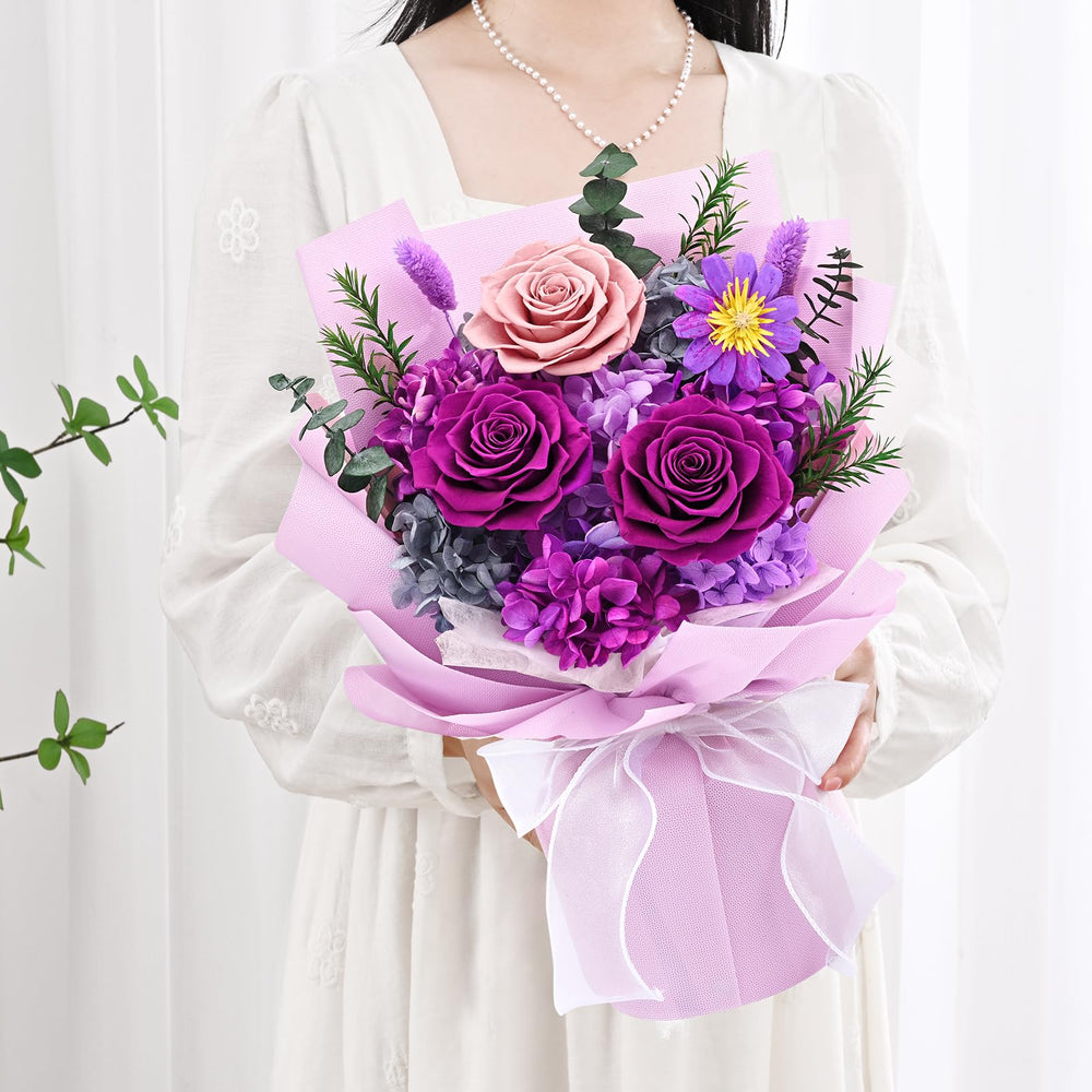 Waipfaru bouquet de fleurs préservées vu de face pour une décoration immédiate