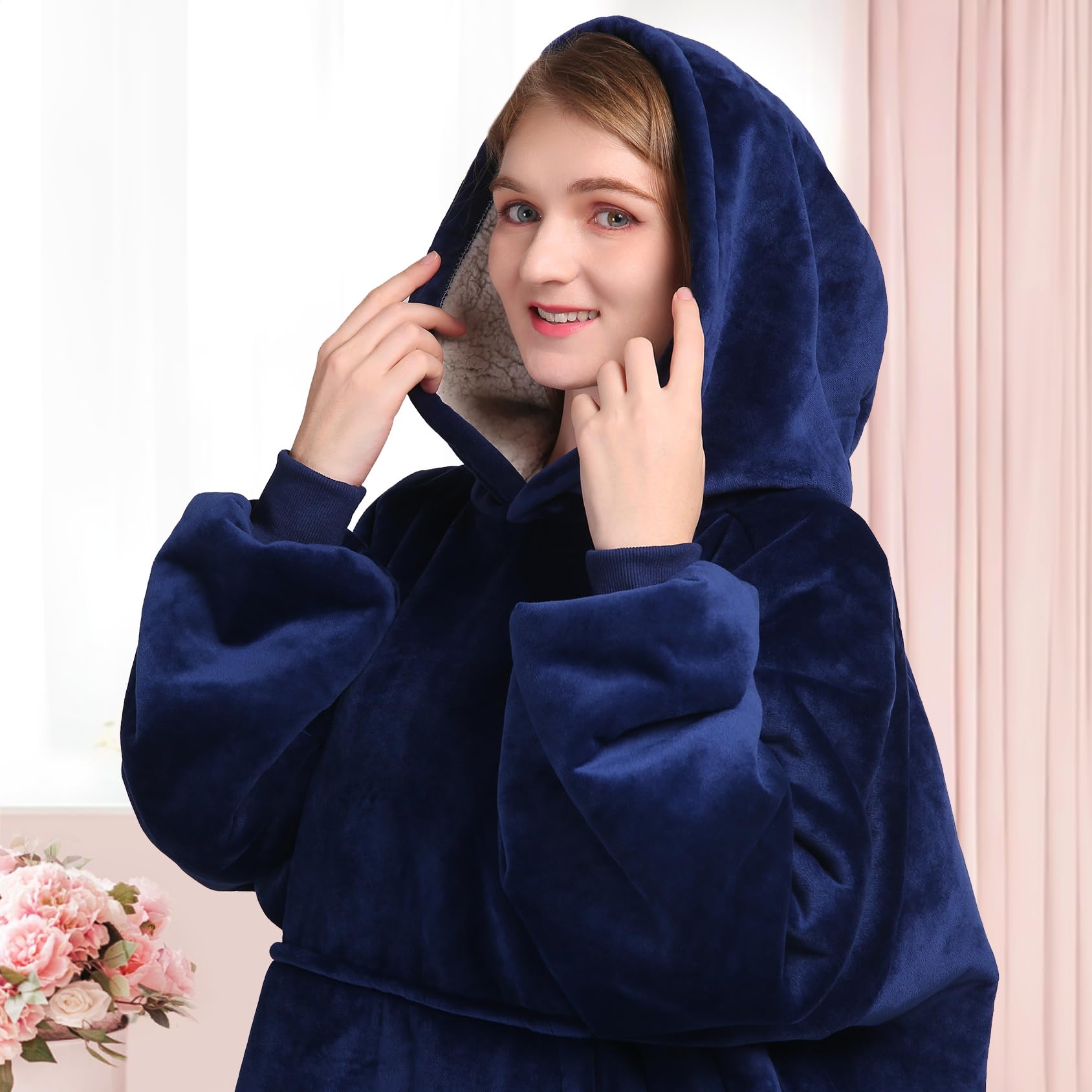 Waitu capuche oversize portée pour protection et sensation enveloppante