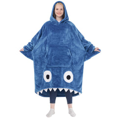 Waitu vue avant du hoodie blanket montrant la forme requin et chaleur