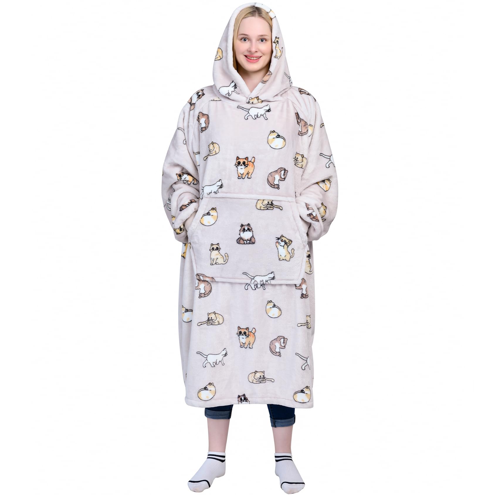 Waitu hoodie couverture face avant montrant coupe oversized et capuche chaude