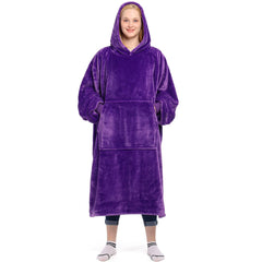Waitu sweat couverture violet face avant montrant coupe oversize et chaleur
