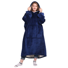 Waitu sweat couverture navy vue avant, aspect cosy et chaleur visible