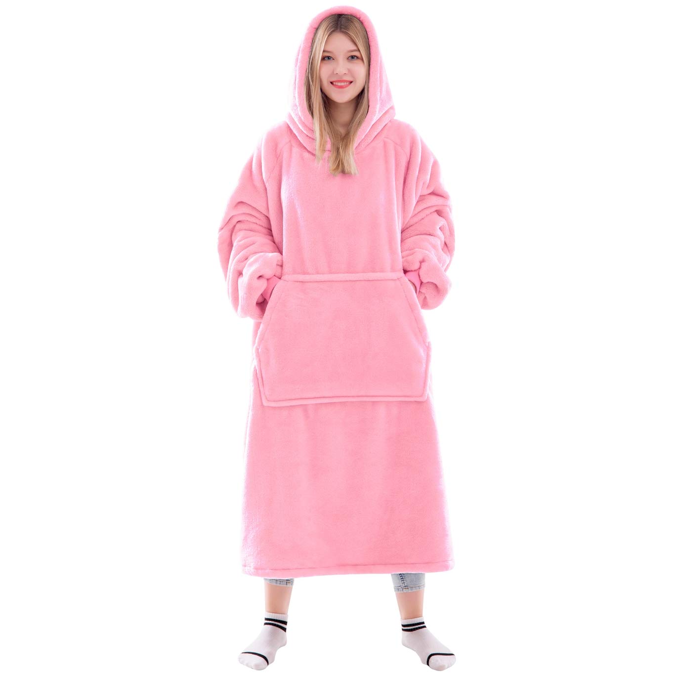 Waitu hoodie devant rose Bright Pink montrant coupe oversize et confort