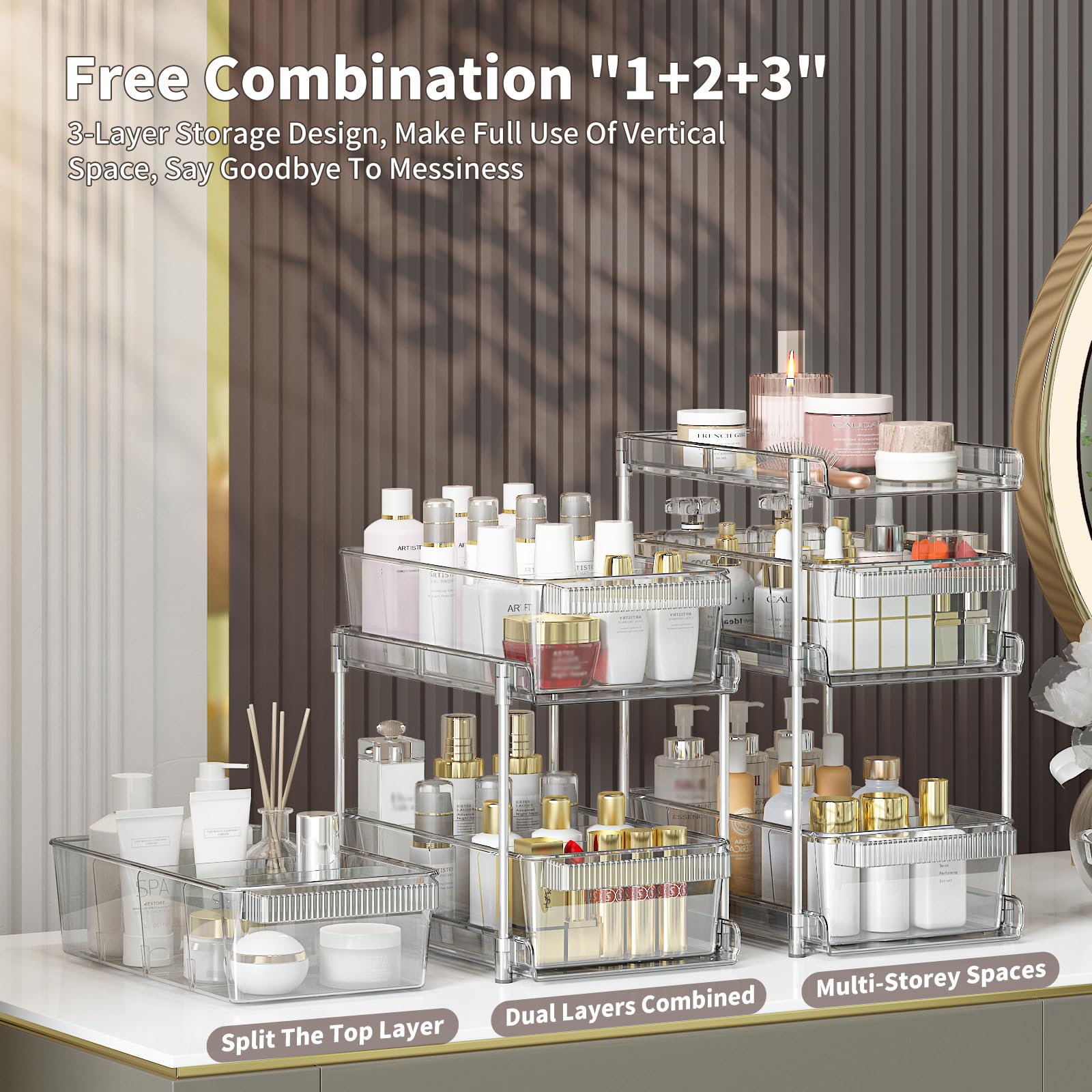 WAKISA gros plan acrylique transparent résistant pour rangement durable