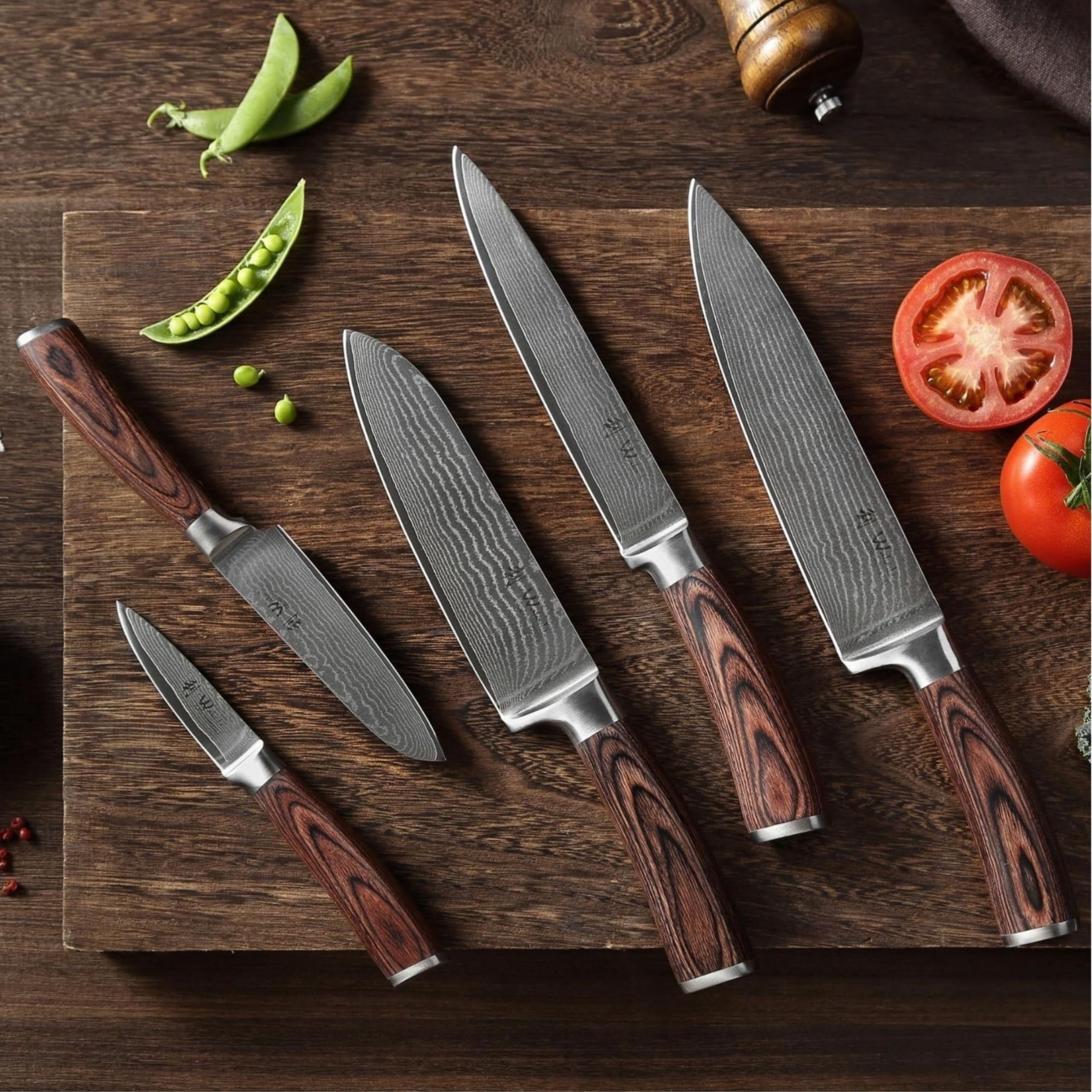Wakoli couteau de chef lame Damas tranchant précis