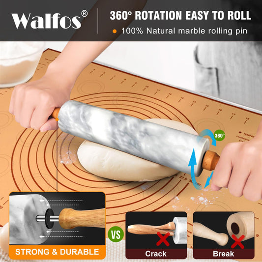 Walfos tapis en silicone entier avec graduations, surface antiadhésive pour travailler proprement
