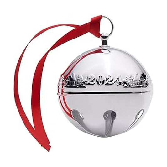 Wallace cloche vue avant avec motif bonshommes de neige et cabanes pour décoration festive