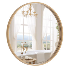 WallBeyond miroir rond face montrant esthétique naturelle et agrandissement visuel