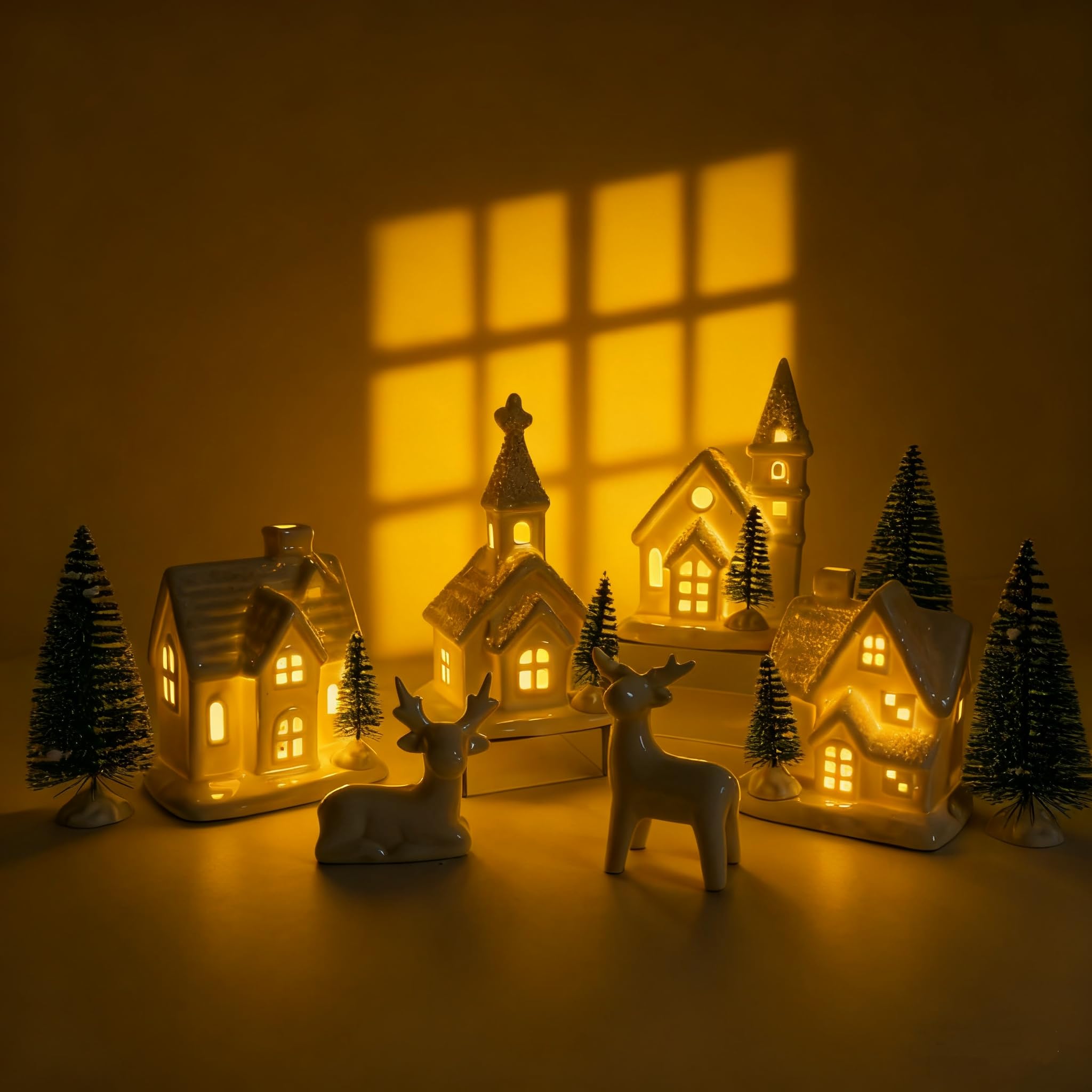 WANCHIY maisons de face sur table créant un village de Noël serein