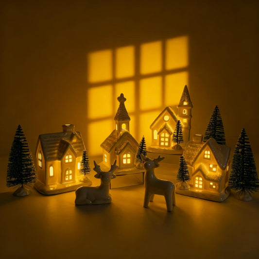 WANCHIY maisons de face sur table créant un village de Noël serein