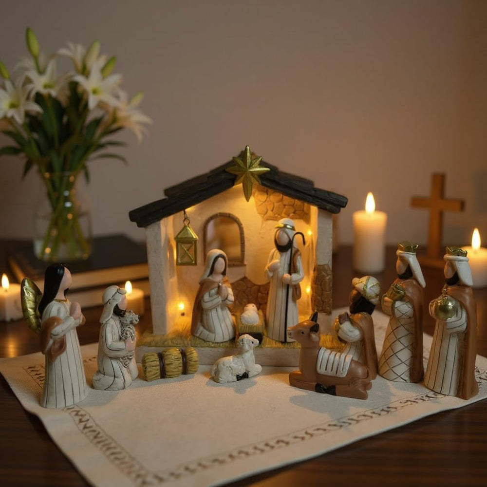 WANCHIY crèche sur manteau de cheminée, crée une ambiance de fête