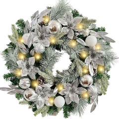 WANNA-CUL couronne argent blanc sur porte d'entrée apportant accueil festif