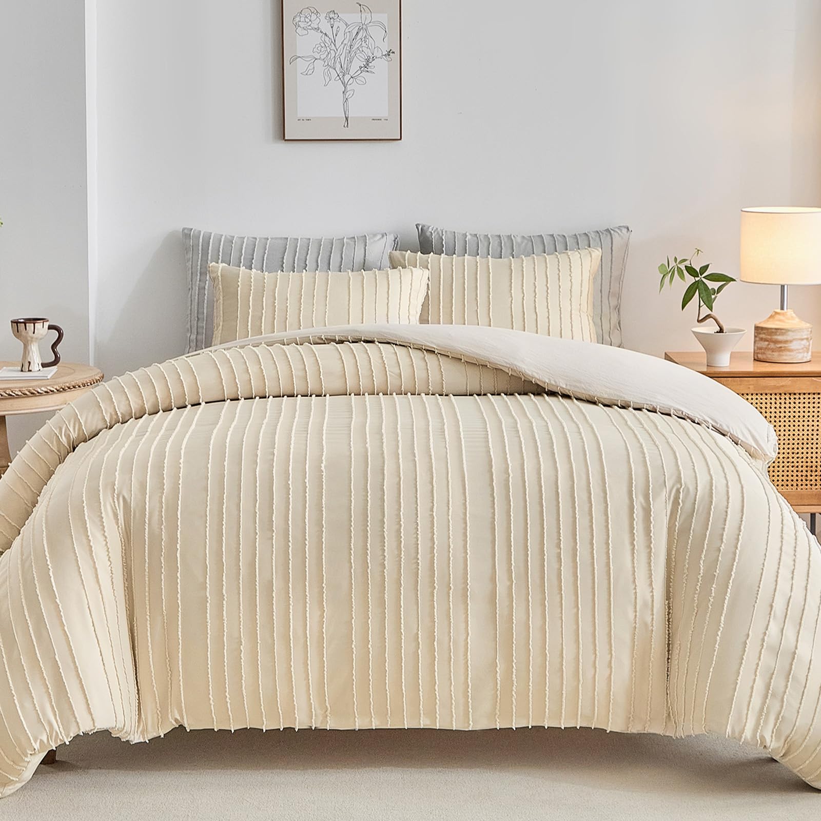WARMDERN housse de couette face frontale montrant style bohème et confort