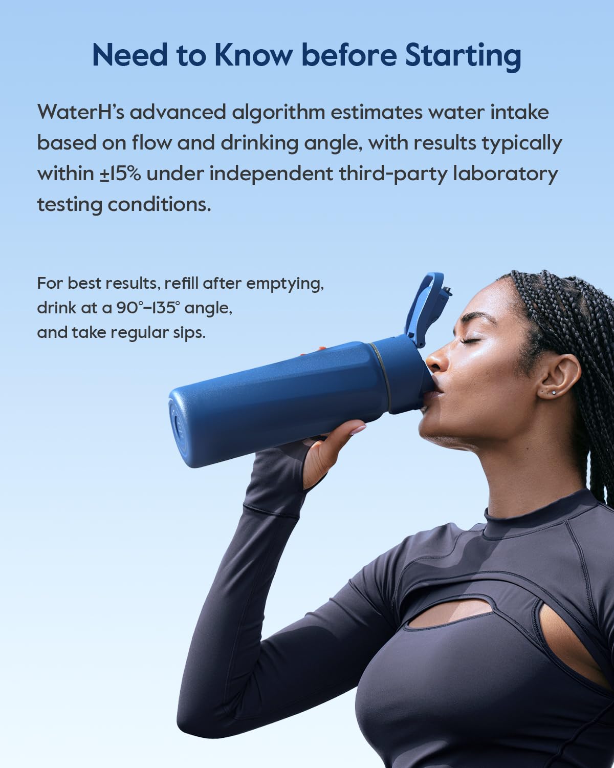 Écran LED WaterH BOOST et app mobile affichant progression quotidienne