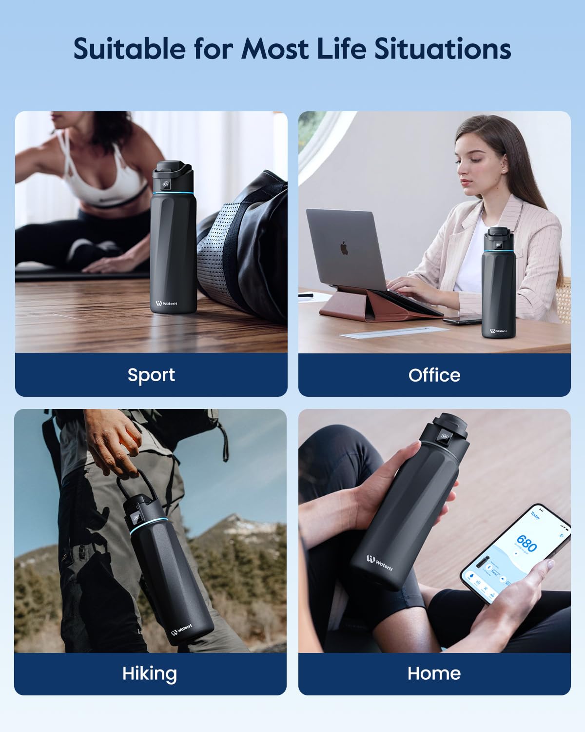 WaterH BOOST bouteille entière 32 oz capacité maximale pour moins de remplissages