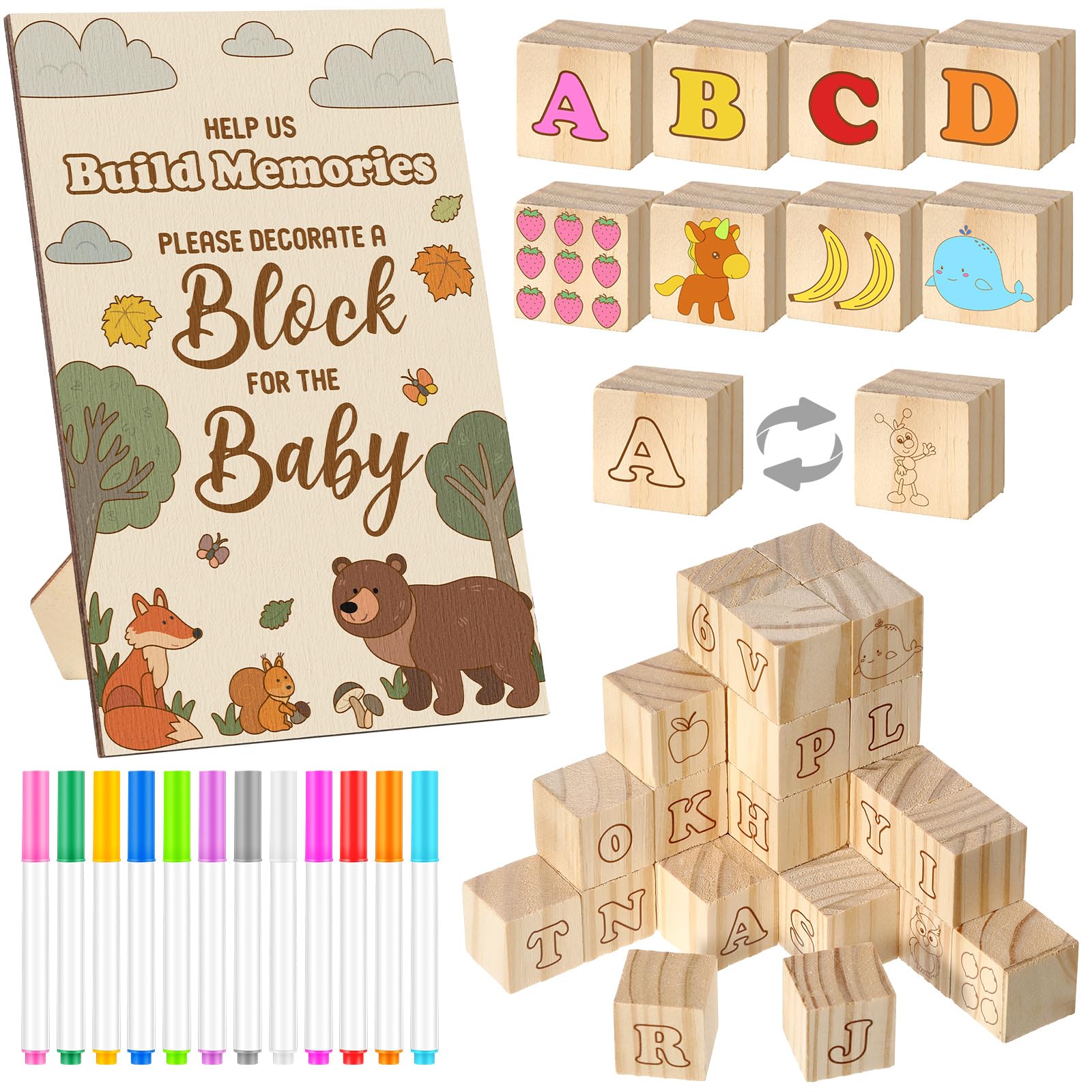 Watersay face avant du coffret montrant les blocs colorés, parfait pour animer une baby shower