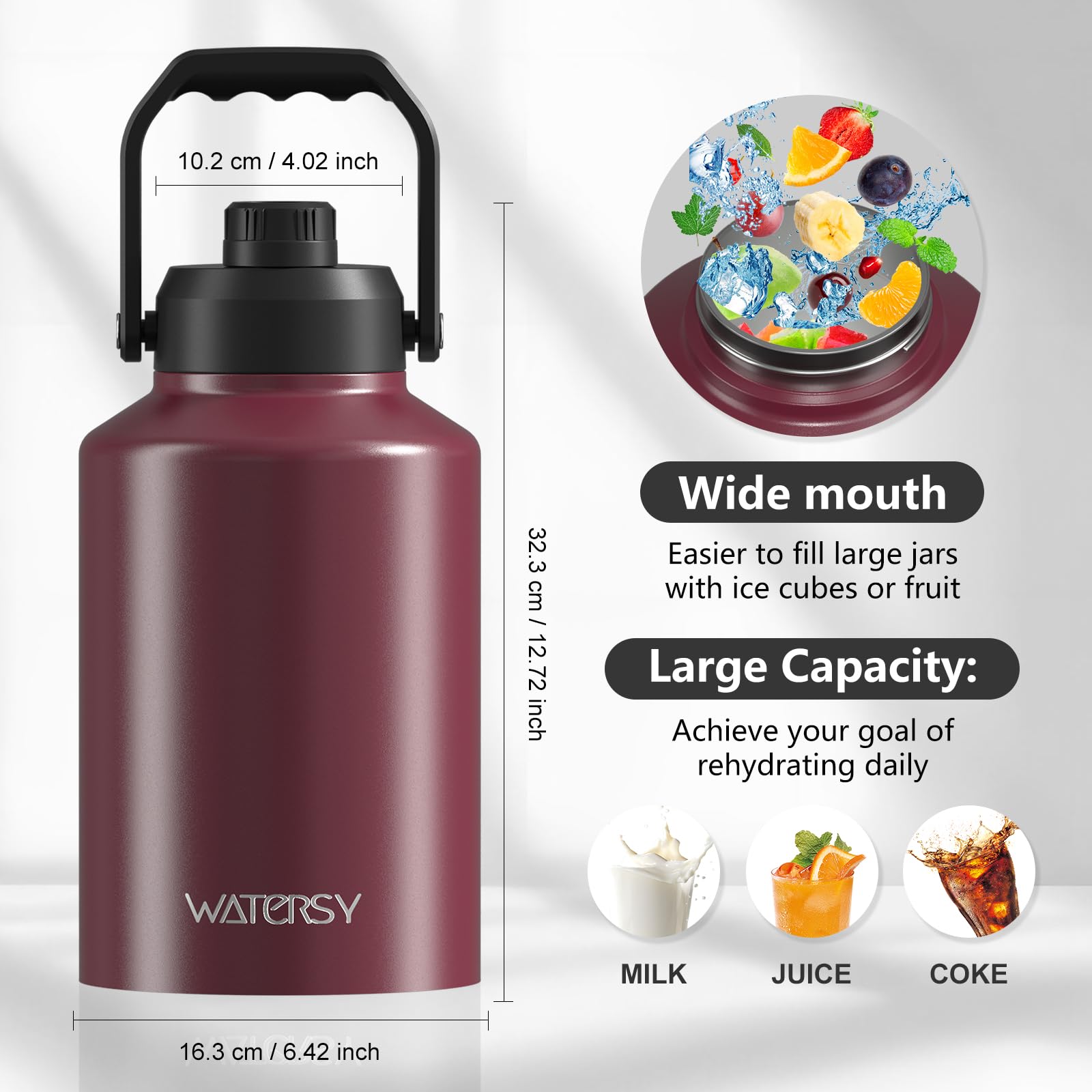 WATERSY bouteille tenue à la main pour transport ergonomique