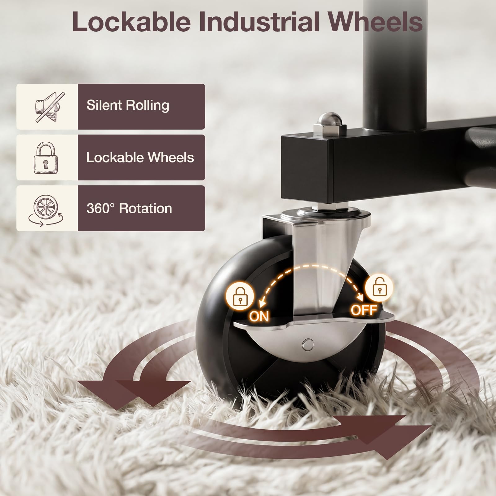 WATIOWL roulettes 360° avec verrouillage pour mobilité sûre