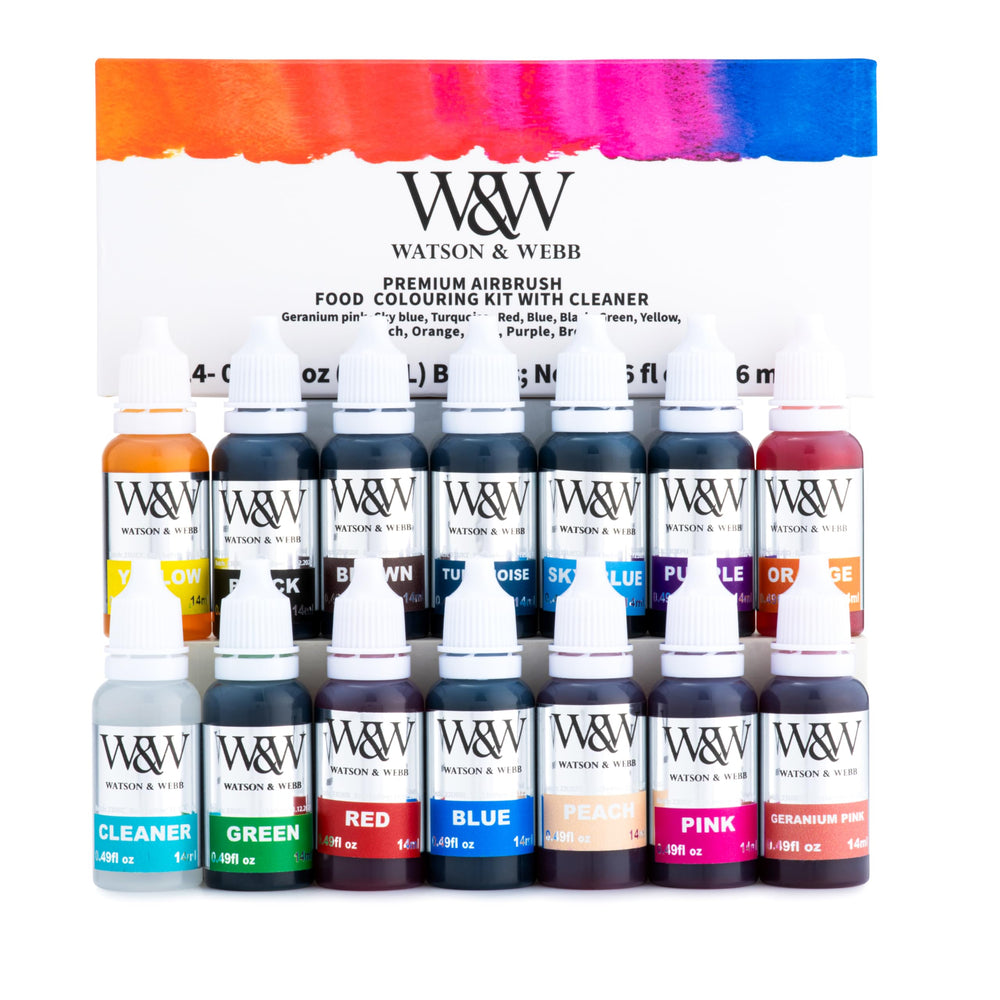 Watson & Webb treize flacons de couleurs prêtes pour pâtisserie