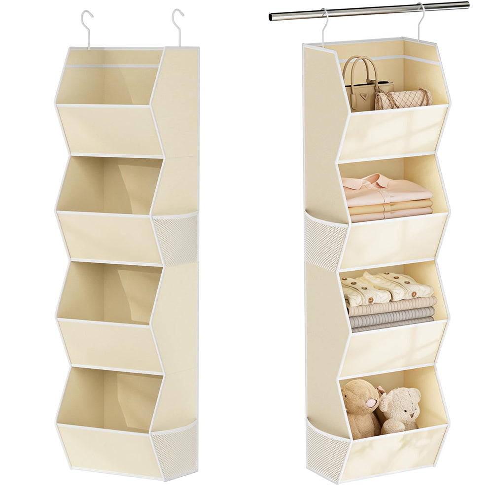 Wawocs vue de face de l'organiseur suspendu beige montrant rangement vertical