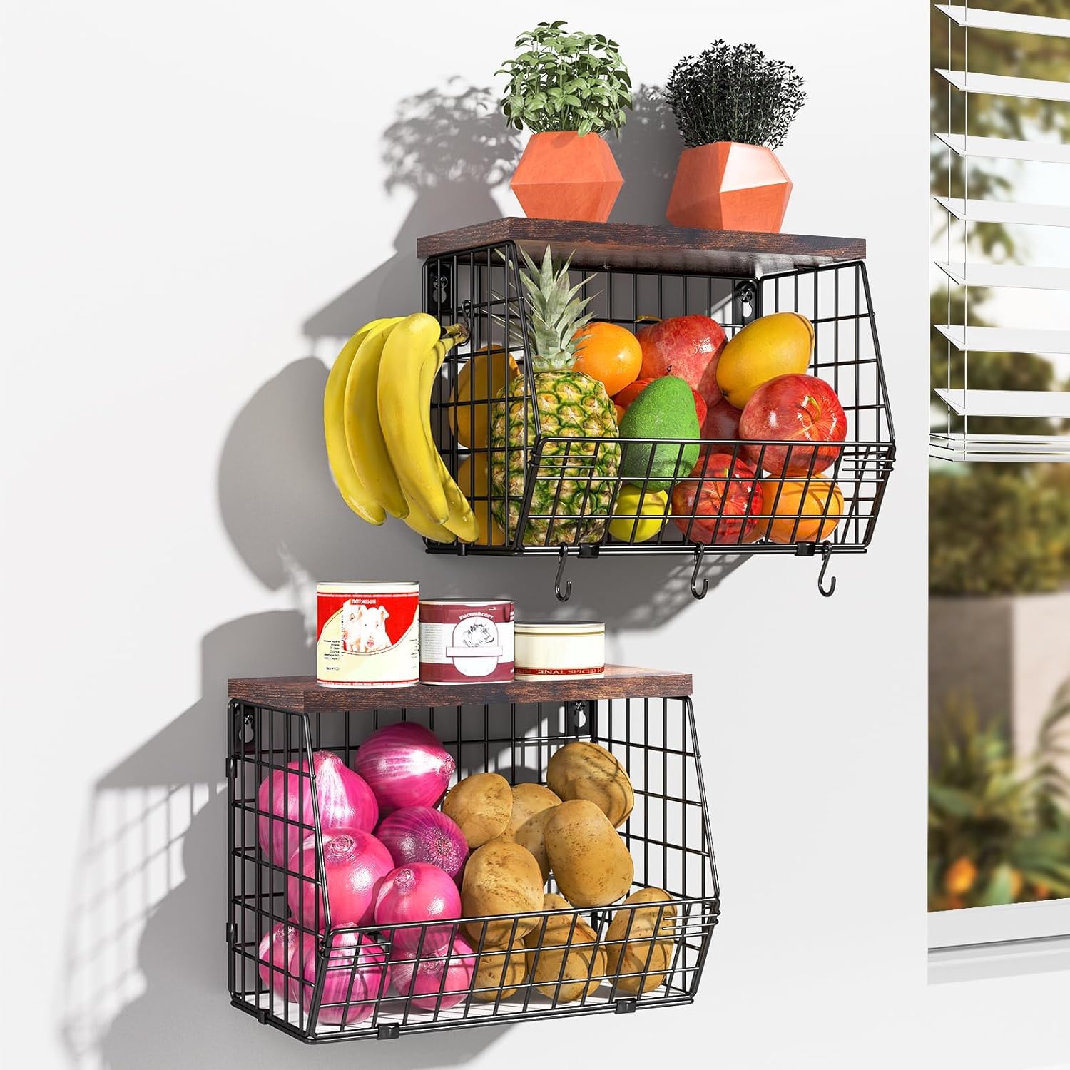 Wawocs corbeille sur plan de travail présentant fruits organisés