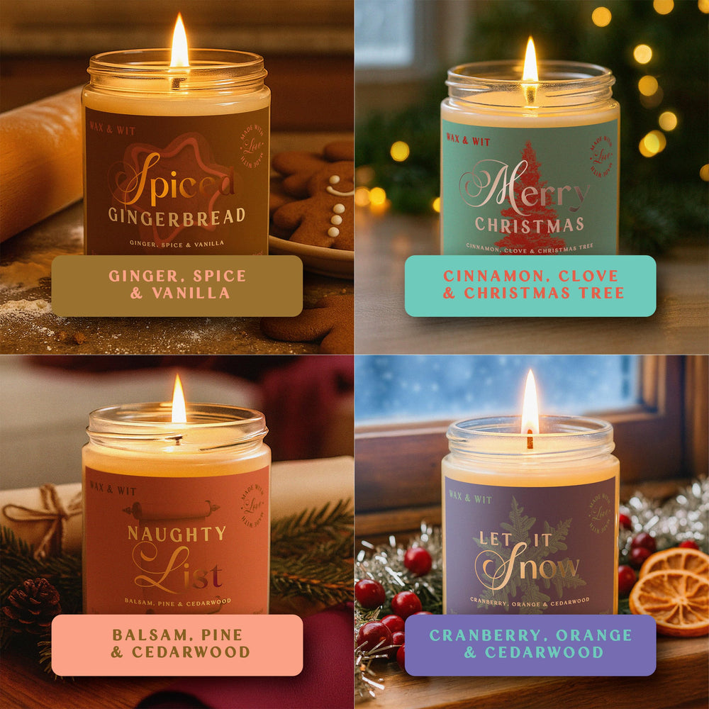 Wax & Wit bougie Merry Christmas bocal face diffuse ambiance cannelle