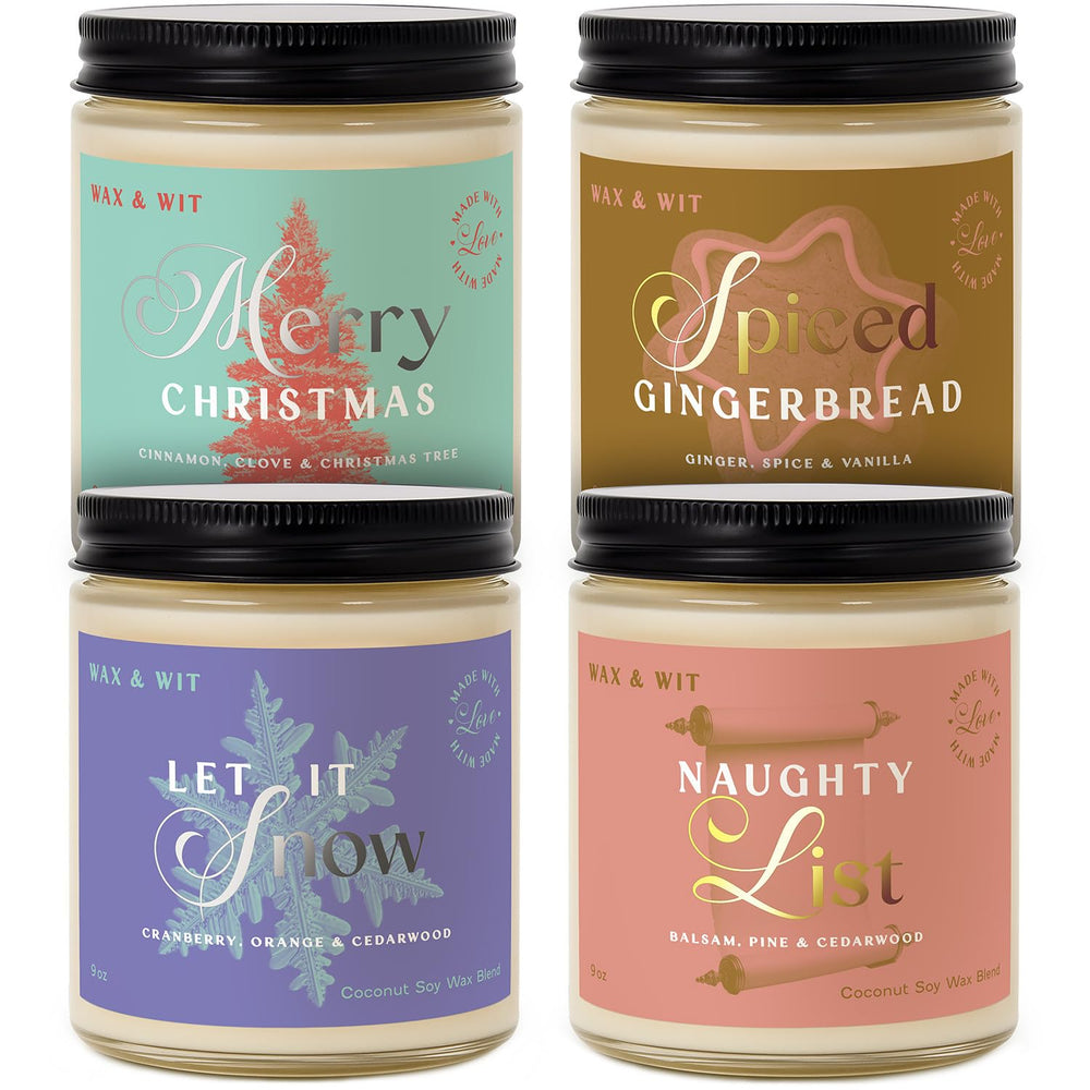 Wax & Wit coffret quatre bougies emballage élégant prêt cadeau