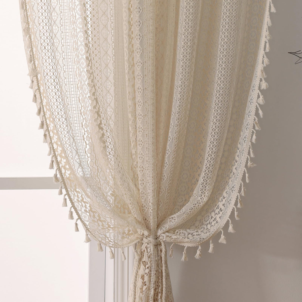 WAZZIO rideau face ensemble beige apportant chaleur décorative