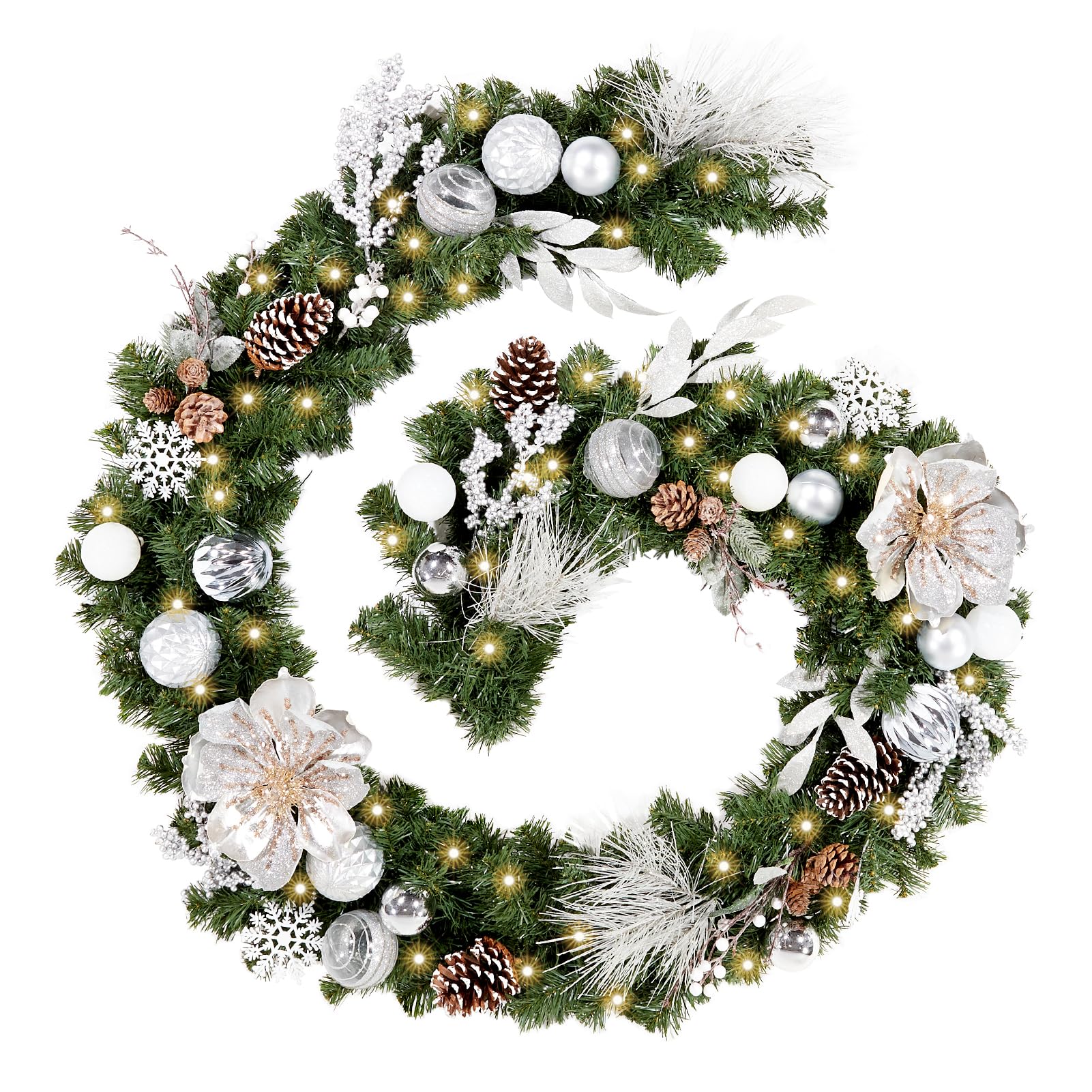 WBHome guirlande 9 pieds vue de face pour décoration festive et couverture généreuse