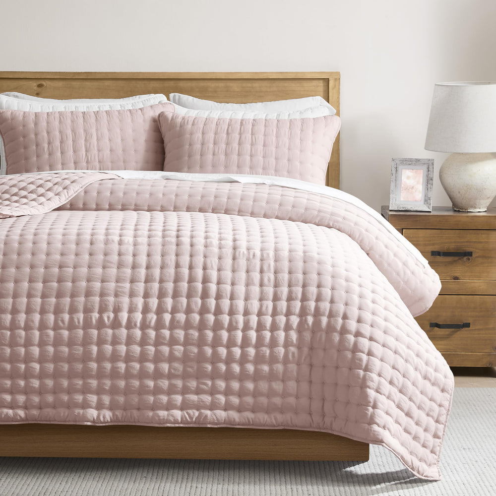 WDCOZY couette face avant rose montrant finition élégante