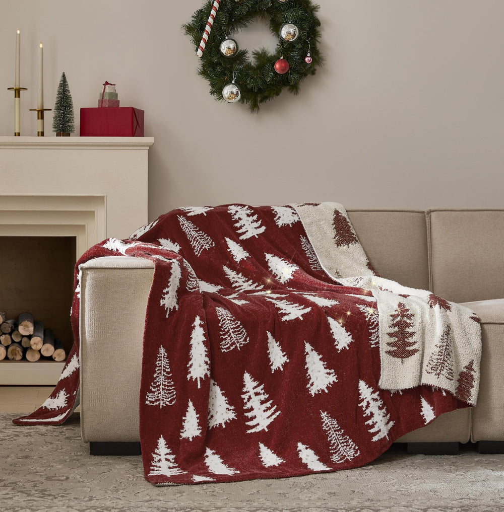 WDCOZY plaid Noël face avant montrant motif sapin et ambiance festive