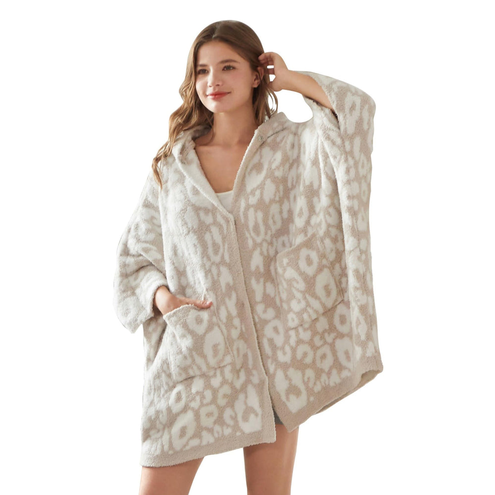 WDCOZY poncho face avant léopard confortable et élégant