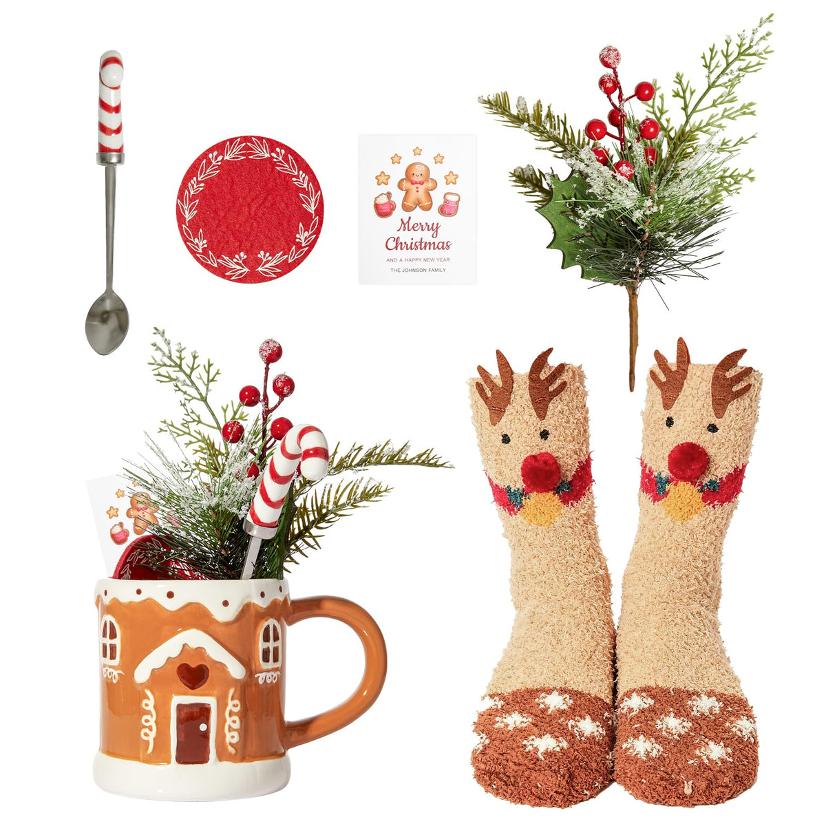 WDS WONDROUS tasse devant motif pain d'épices, ajoute charme festif