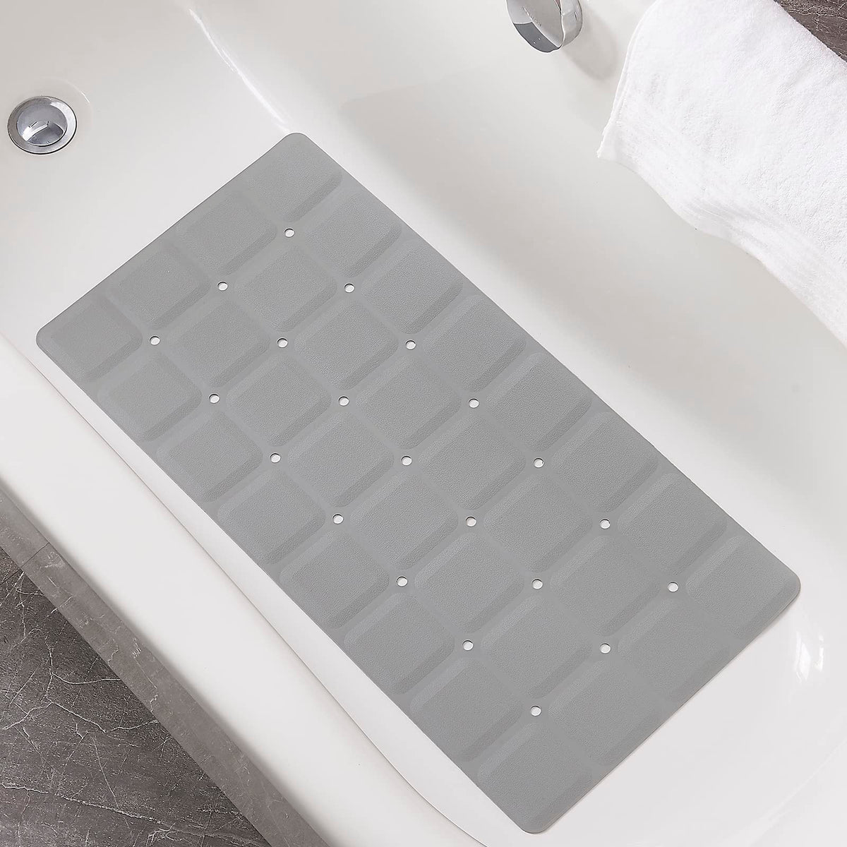 Webos vue de face du tapis gris montrant la surface antidérapante et confort