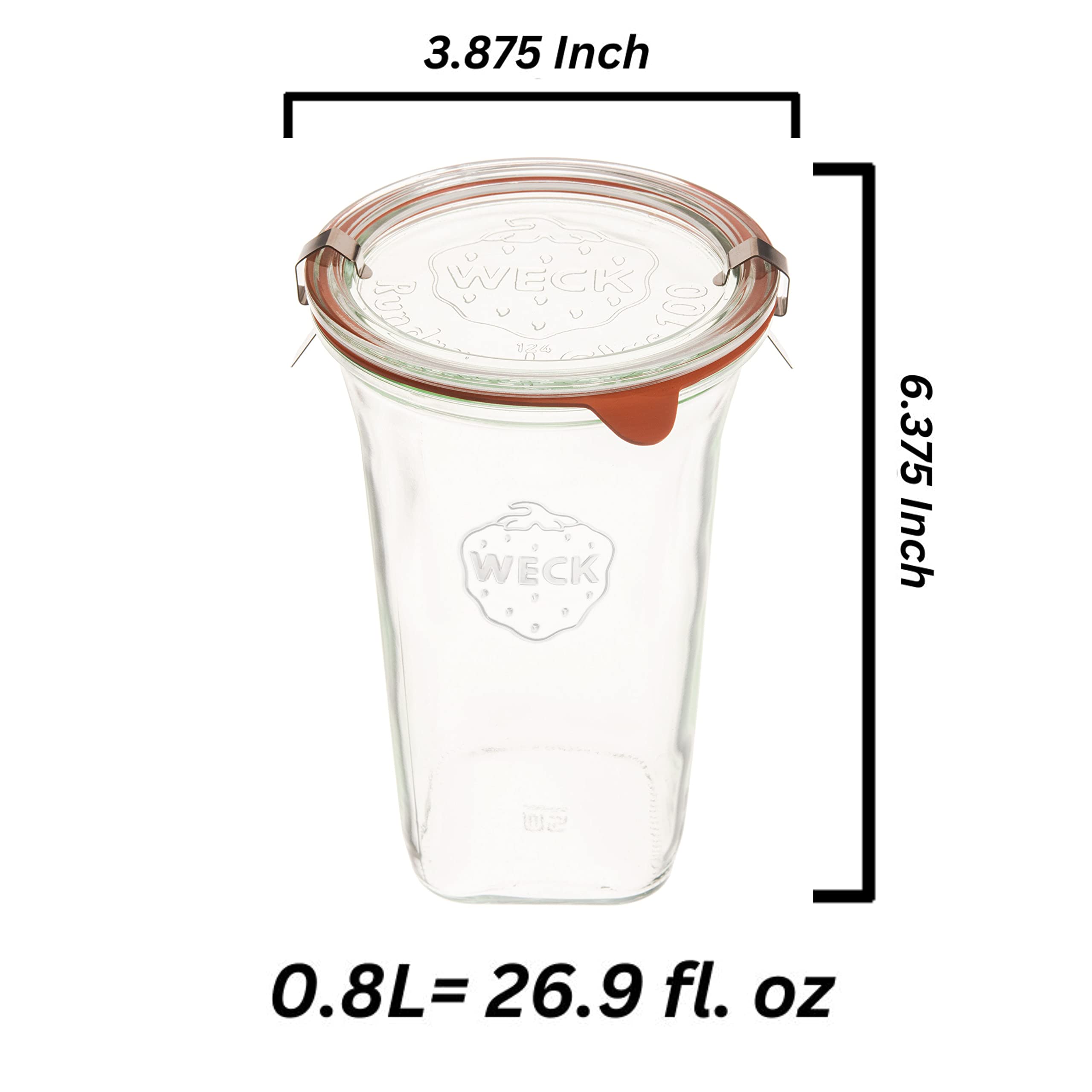 Weck Quadro 769 gros plan du couvercle en verre et joint garantissant l'étanchéité