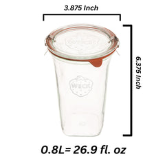 Weck Quadro 769 gros plan du couvercle en verre et joint garantissant l'étanchéité