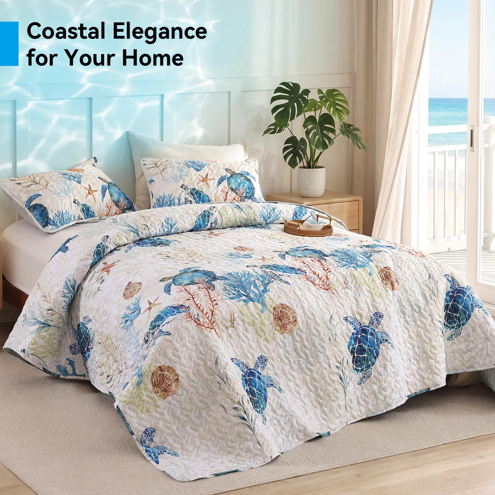 Weigelia couette posée sur lit montrant ambiance bord de mer