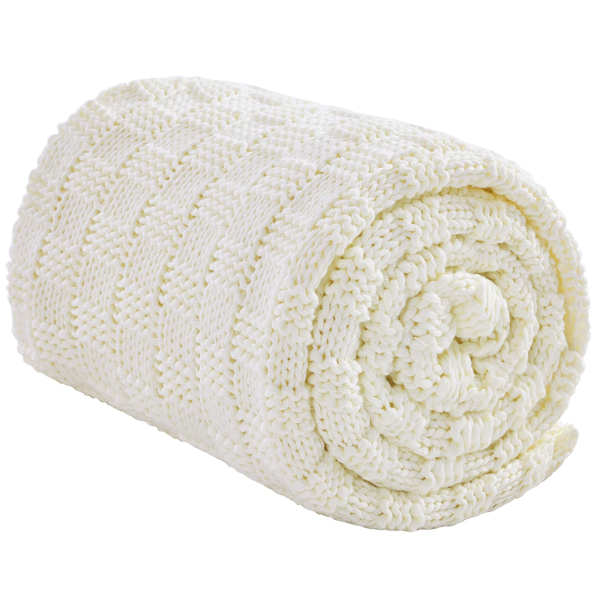 Wellfeel couverture tricotée face montrant le motif et confort