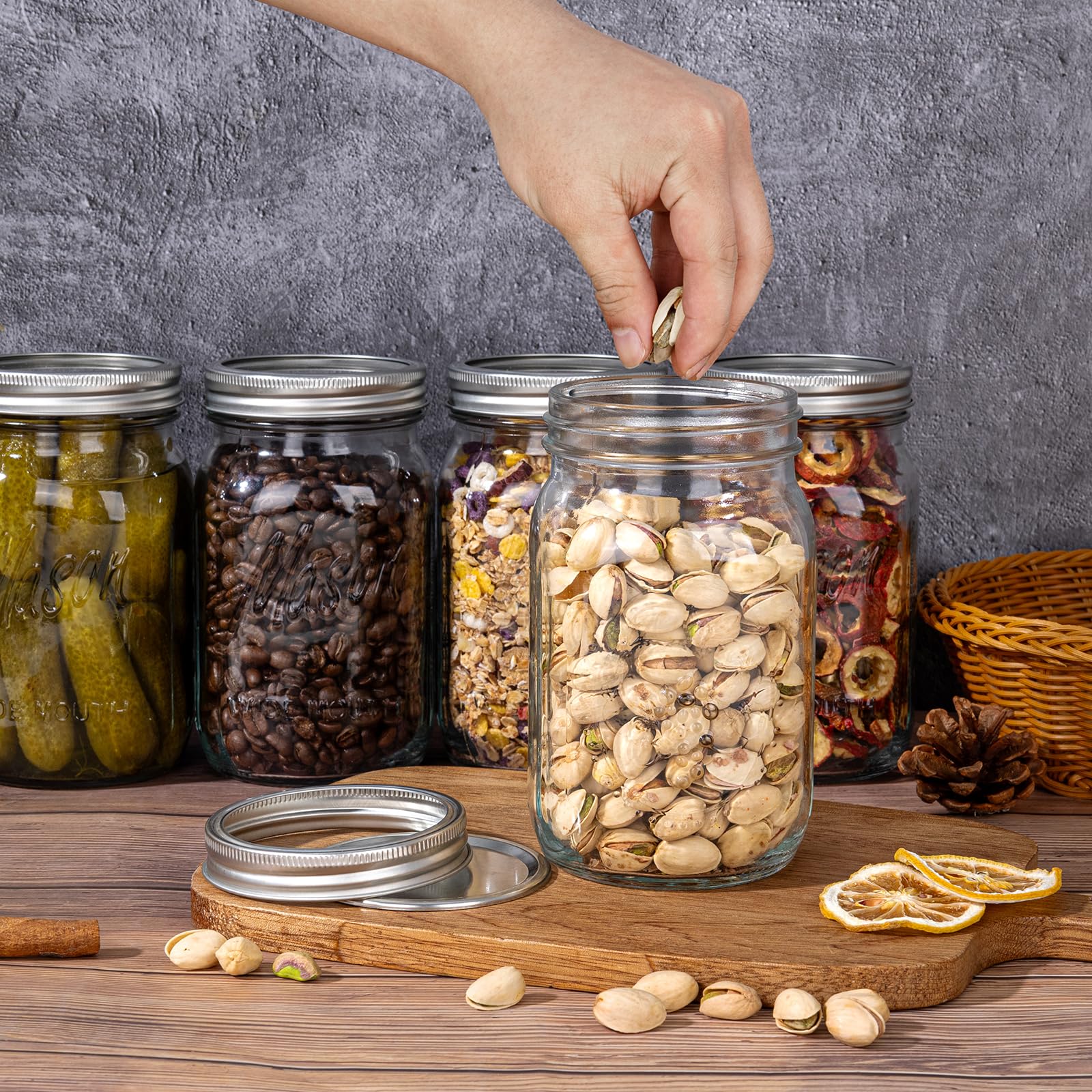 WELLIFE lot de bocaux dans cuisine pour organisation et stockage