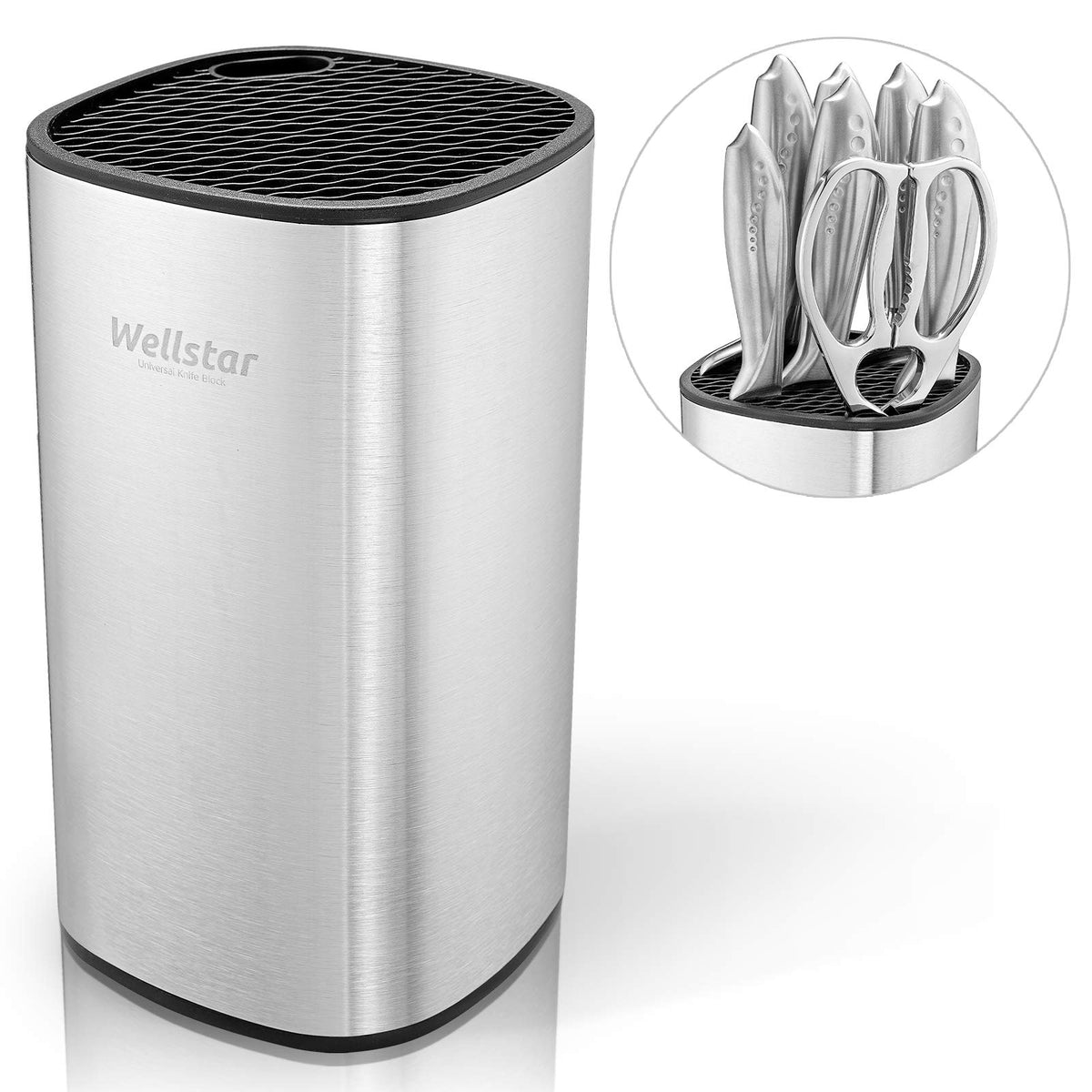 WELLSTAR porte-couteaux frontal montrant rangement organisé et gain de place