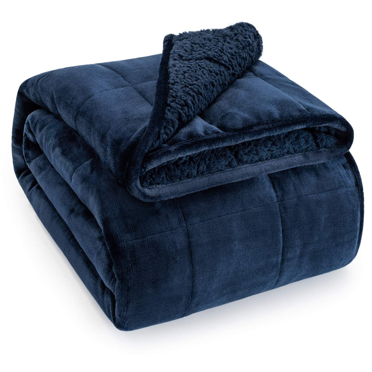 Wemore couverture pondérée face avant montrant couleur bleu marine et couture solide