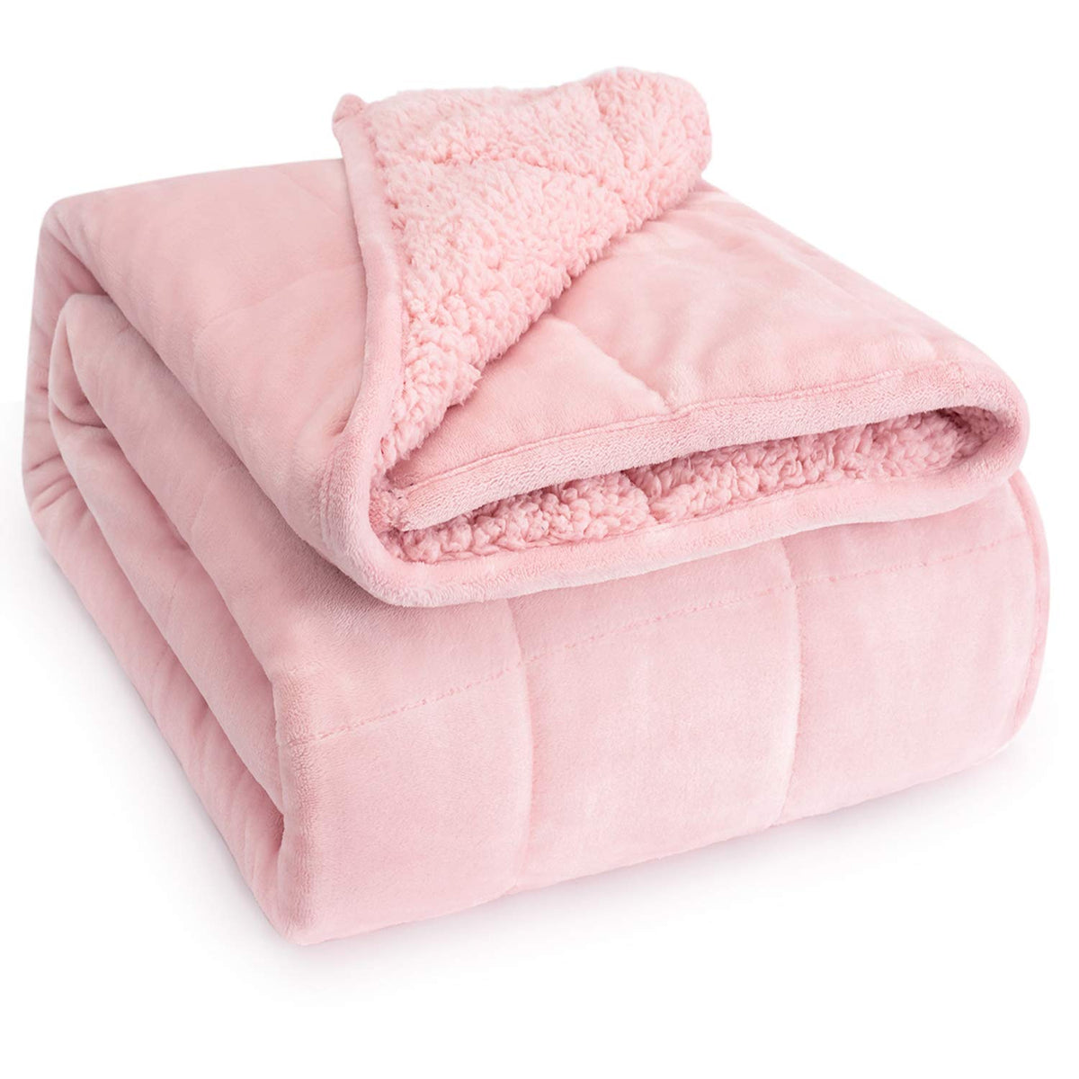 Wemore couverture Sherpa face avant montrant finition douce et couleur rose apaisante