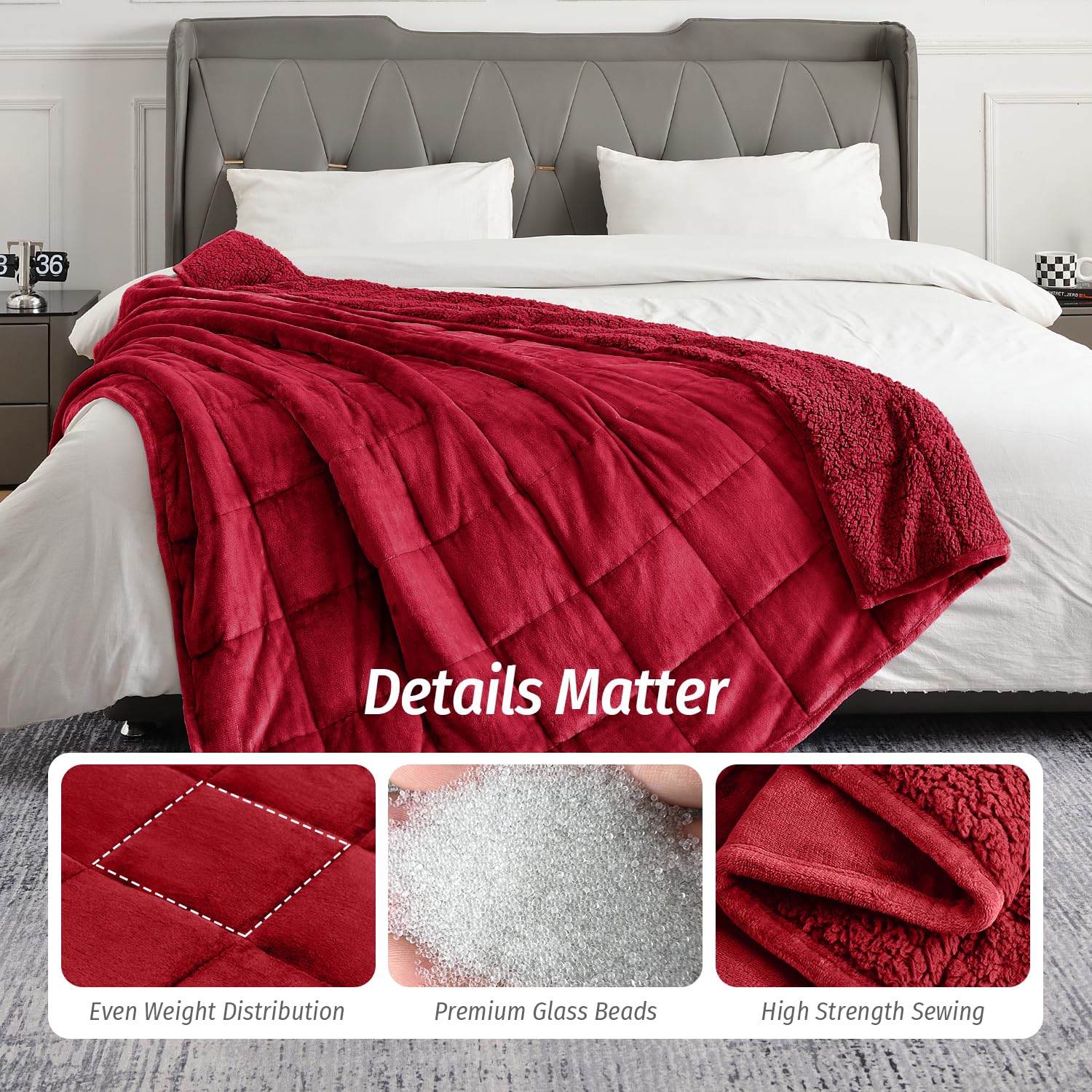 Wemore couverture posée sur lit Queen pour ambiance chambre