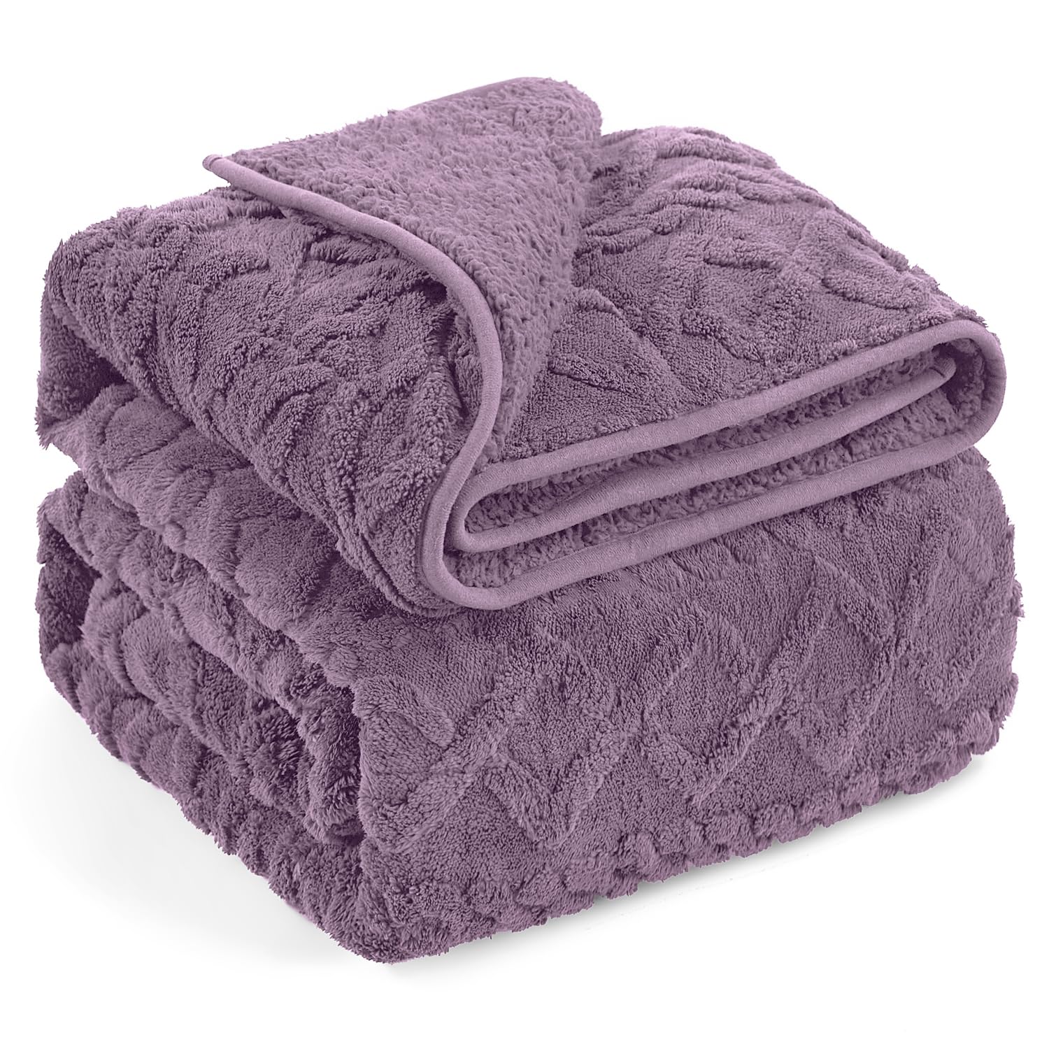 Wemore couverture sherpa face devant montrant emballage et couleur violette