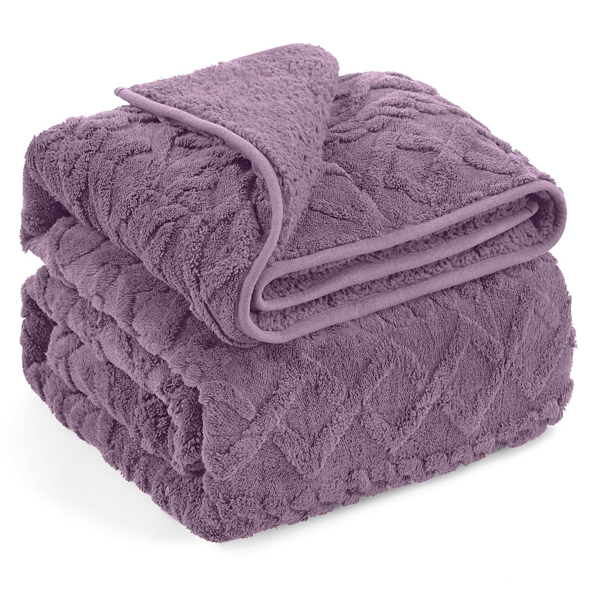 Wemore couverture sherpa face devant montrant emballage et couleur violette