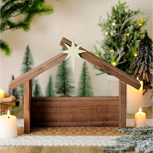 Wesiti crèche face avant montrant design rustique et mise en valeur décorative