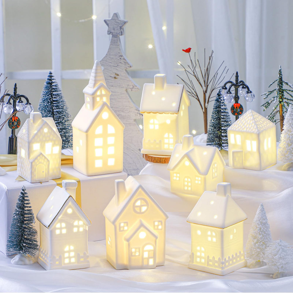 Wesiti village arrangé sur cheminée pour décoration festive instantanée